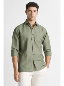 Van Heusen - Men Olive Full Sleeves Formal Shirt