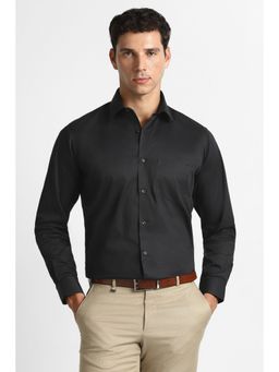 Van Heusen - Men Black Solid Full Sleeves Formal Shirt