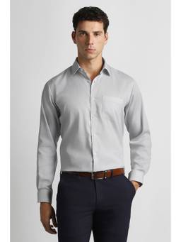 Van Heusen - Men Grey Solid Full Sleeves Formal Shirt