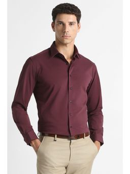 Van Heusen - Men Maroon Solid Full Sleeves Formal Shirt