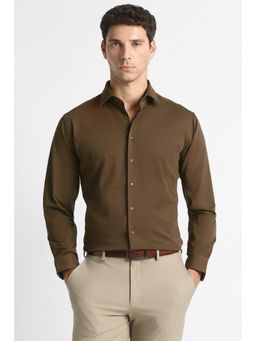 Van Heusen - Men Brown Solid Full Sleeves Formal Shirt