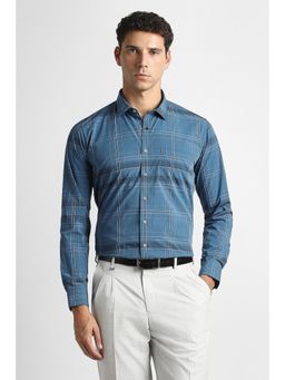 Van Heusen - Men Blue Checks Full Sleeves Formal Shirt