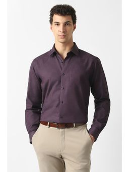 Van Heusen - Men Purple Floral Textured Full Sleeves Formal Shirt