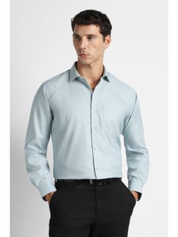Van Heusen - Men Light Blue Textured Full Sleeves Formal Shirt