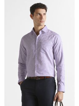 Van Heusen - Men Lavender Self Design Full Sleeves Formal Shirt