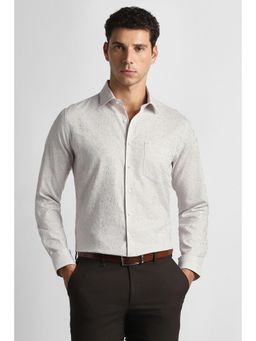 Van Heusen - Men Grey Self Design Full Sleeves Formal Shirt