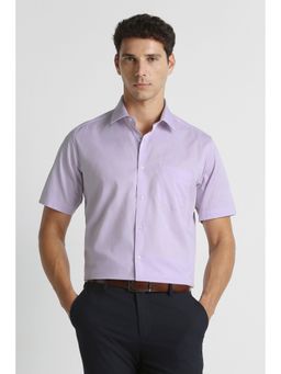 Van Heusen - Men Lavender Solid Half Sleeves Formal Shirt