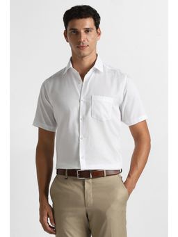 Van Heusen - Men White Solid Half Sleeves Formal Shirt