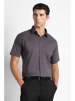 Van Heusen - Men Grey Solid Half Sleeves Formal Shirt