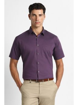 Van Heusen - Men Purple Solid Half Sleeves Formal Shirt
