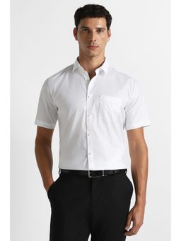 Van Heusen - Men White Solid Half Sleeves Formal Shirt