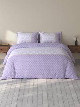 SPACES - Rio Ornate Light Violet Double Bedsheet With 2 Pillow Covers