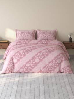 SPACES - Rio Floral Blush Double Bedsheet With 2 Pillow Covers