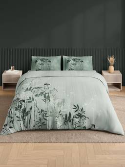 SPACES - Neo Light Green Floral Large Bedsheet With 2 Pillow Covers