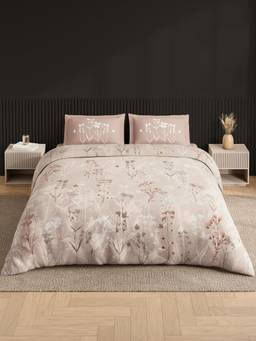 SPACES - Neo Light Beige Floral Large Bedsheet With 2 Pillow Covers