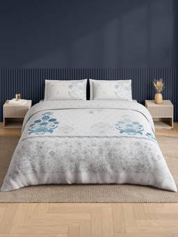 SPACES - Neo White Ornate Large Bedsheet With 2 Pillow Covers