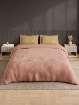 SPACES - Neo Blush Ornate Large Bedsheet With 2 Pillow Covers