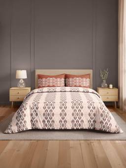 Welspun - Samya Brown Ornate 120 Tc Large Bedding with 2 Pillow Covers