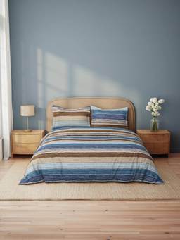 Welspun - Adore Microfiber Light Blue Double Bedding and Quilt with 2 Pillow Covers
