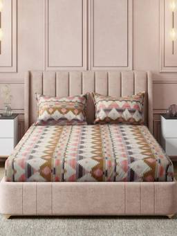 NEELA HOME - 200 Tc Grey Cotton Flat Bedsheet With 2 Pillow Covers