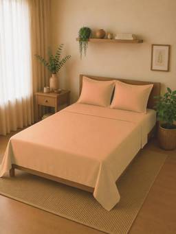 Linen Home - Cotton Percale Flat Bedsheet with 2 Pillow Covers