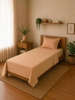 Linen Home - Cotton Percale Flat Bedsheet with Pillow Covers (Single)