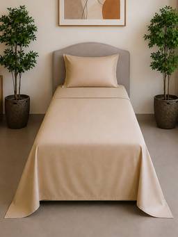 Linen Home - Cotton Percale Flat Bedsheet with Pillow Covers (Single)