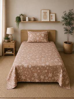Linen Home - Cotton Percale Flat Bedsheet with Pillow Covers (Single)