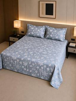 Linen Home - Cotton Percale Flat Bedsheet with 2 Pillow Covers