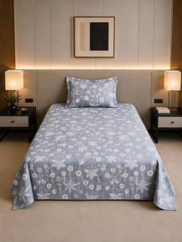 Linen Home - Cotton Percale Flat Bedsheet with Pillow Covers (Single)