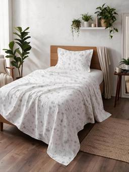 Linen Home - Cotton Percale Flat Bedsheet with Pillow Covers (Single)