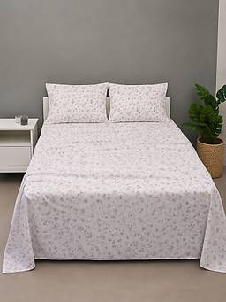Linen Home - Cotton Percale Flat Bedsheet with 2 Pillow Covers