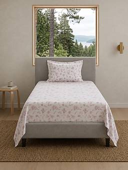 Linen Home - Cotton Percale Flat Bedsheet with Pillow Covers (Single)