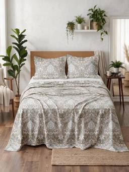 Linen Home - Cotton Percale Flat Bedsheet with 2 Pillow Covers