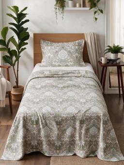 Linen Home - Cotton Percale Flat Bedsheet with Pillow Covers (Single)