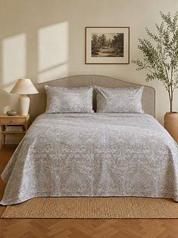 Linen Home - Cotton Percale Flat Bedsheet with 2 Pillow Covers