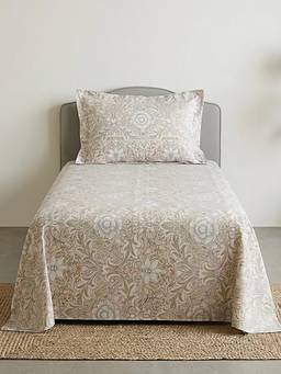 Linen Home - Cotton Percale Flat Bedsheet with Pillow Covers (Single)