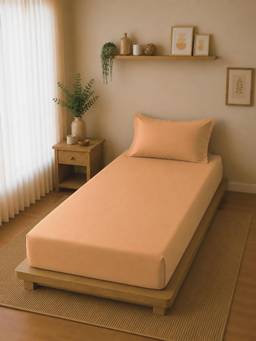 Linen Home - Cotton Percale Fitted Bedsheet with Pillow Covers (Single)