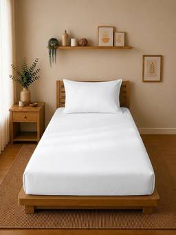 Linen Home - Cotton Percale Fitted Bedsheet with Pillow Covers (Single)