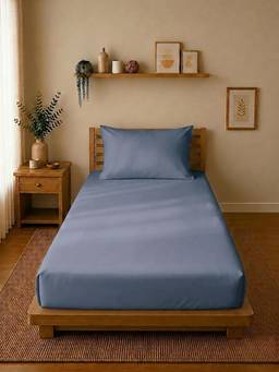 Linen Home - Cotton Percale Fitted Bedsheet with Pillow Covers (Single)