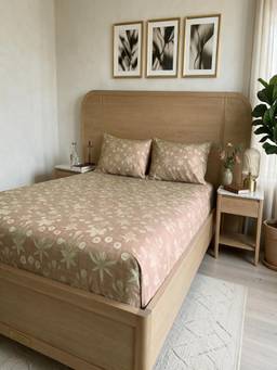 Linen Home - Cotton Percale Fitted Bedsheet with 2 Pillow Covers