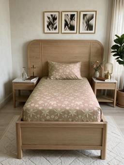 Linen Home - Cotton Percale Fitted Bedsheet with Pillow Covers (Single)