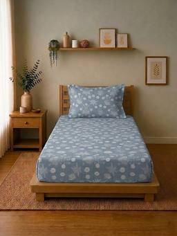 Linen Home - Cotton Percale Fitted Bedsheet with Pillow Covers (Single)
