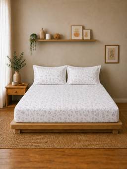 Linen Home - Cotton Percale Fitted Bedsheet with Pillow Covers (Single)