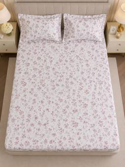 Linen Home - Cotton Percale Fitted Bedsheet with 2 Pillow Covers