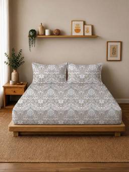 Linen Home - Cotton Percale Fitted Bedsheet with 2 Pillow Covers