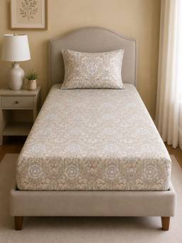 Linen Home - Cotton Percale Fitted Bedsheet with Pillow Covers (Single)