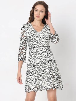 VERO MODA - Womens White Cotton Floral Mini Dress