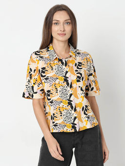 VERO MODA - Womens Multi-Color Viscose Printed Shirt