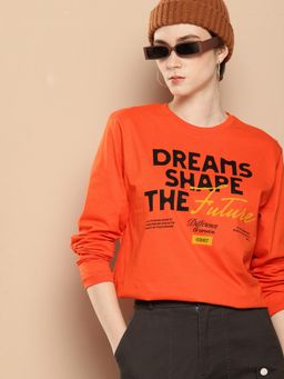 Difference of Opinion - Womens Long Sleeve Oversized T-shirt - Orange
